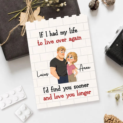 Personalized Building Brick Puzzle With Romantic Couple Art, Unique Creative Gift For Partner