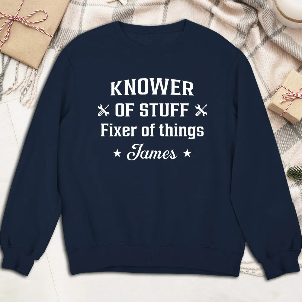 Custom Classic Tee With Tool Icons And Funny Fixer Quote, Creative Gift For Everyday Wear