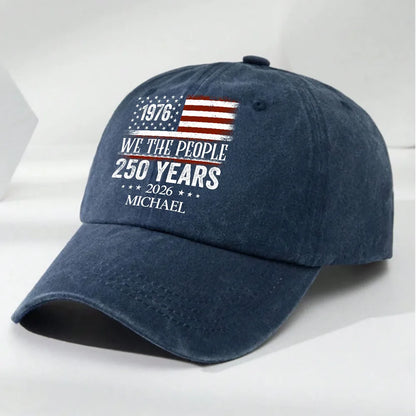 We The People - Personalized Custom Vintage Washed Denim Cap