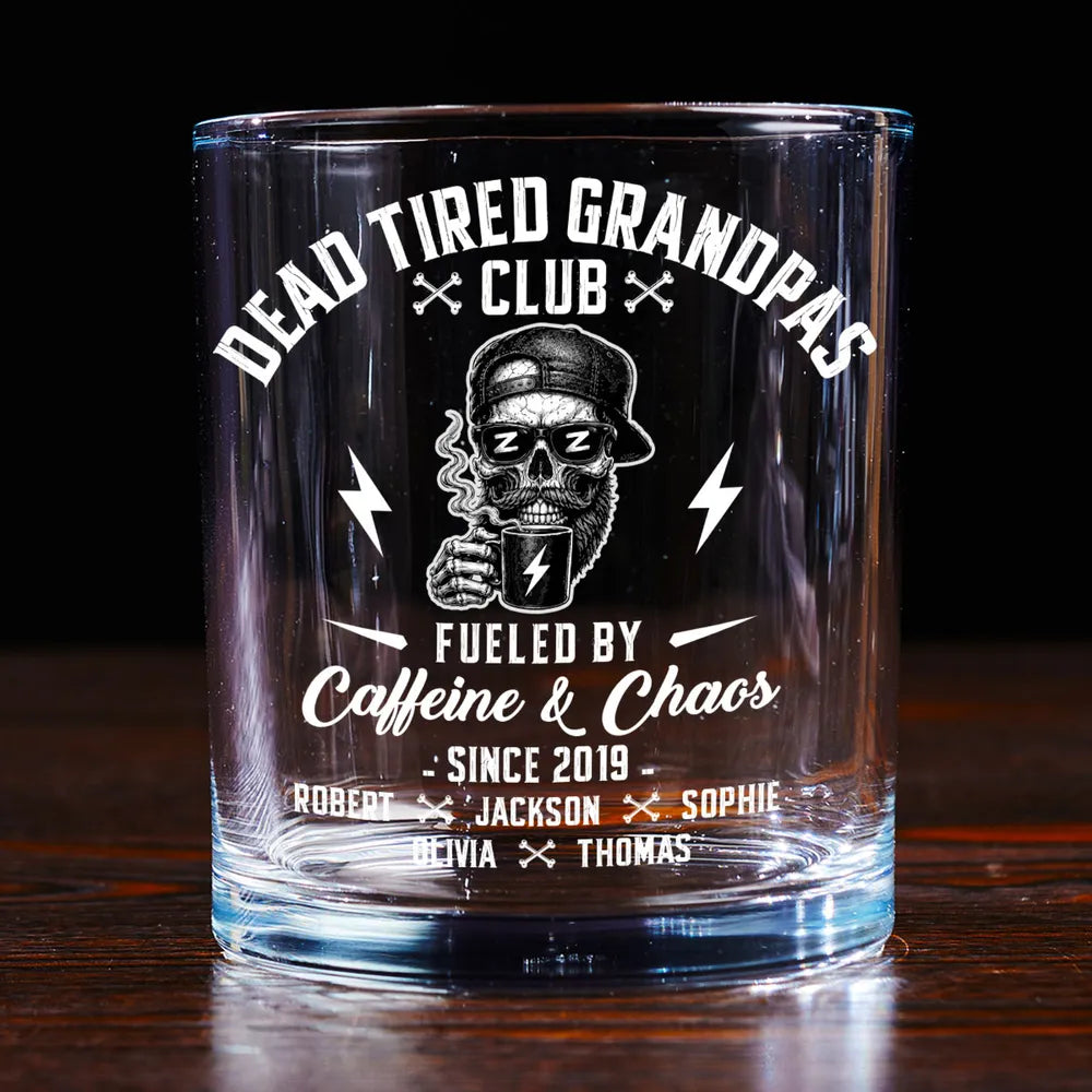 Personalized Washed Denim Baseball Cap for Dad, Dead Tired Dads Club Coffee Graphic, Unique Gift