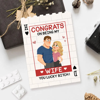 Custom Building Brick Puzzle with Playful Wife Message, Creative Gift for Couples