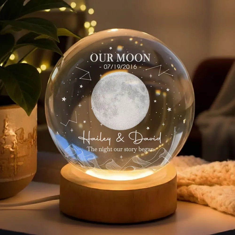 Personalized Moon Globe Lamp, Starry Custom Design for Couple, Unique Romantic Gift