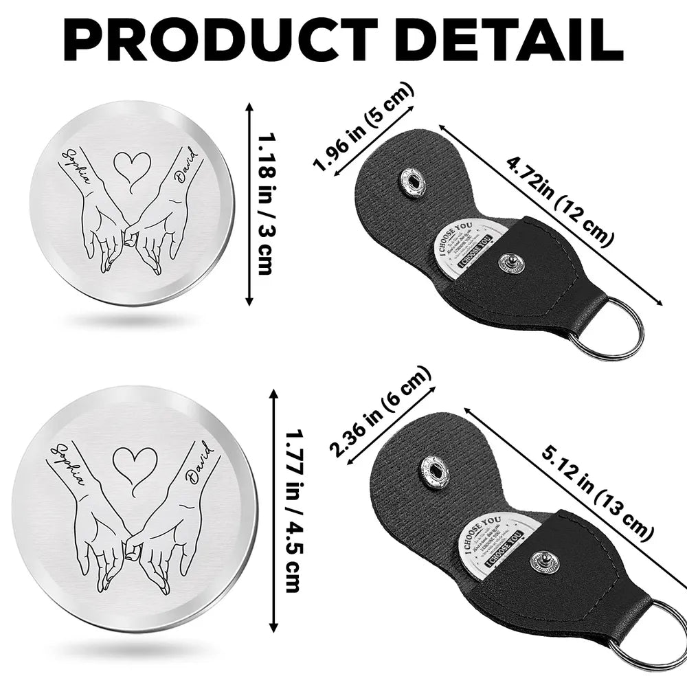 Personalized Pocket Hug, I Choose You Token With Holding Hands, Unique Romantic Gift For Partner