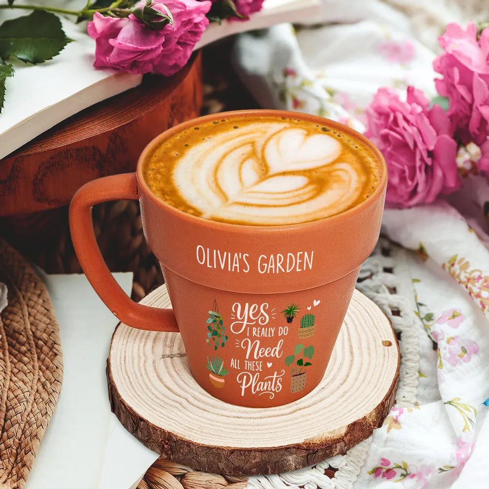 Personalized Plant Pot Mug With Spoon, Yes I Need All These Plants, Unique Gift for Plant Lover