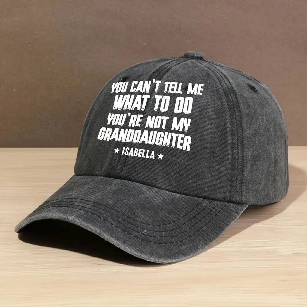 Personalized Washed Denim Baseball Cap, Custom Funny Quote, Unique Creative Gift for Grandparents