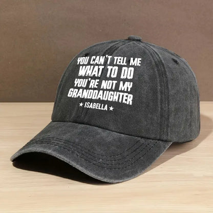 Personalized Washed Denim Baseball Cap, Custom Funny Quote, Unique Creative Gift for Grandparents