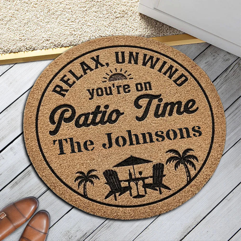 Personalized Relax & Unwind Shaped Doormat, Patio Chair Design, Unique Gift for Family Home