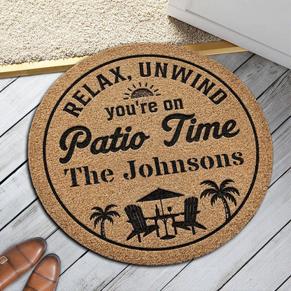 Personalized Relax & Unwind Shaped Doormat, Patio Chair Design, Unique Gift for Family Home
