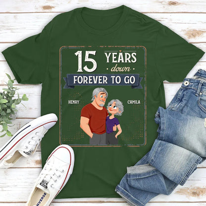 Personalized Classic Tee, Hugging Cartoon Couple Design, Unique Anniversary Gift for Couples