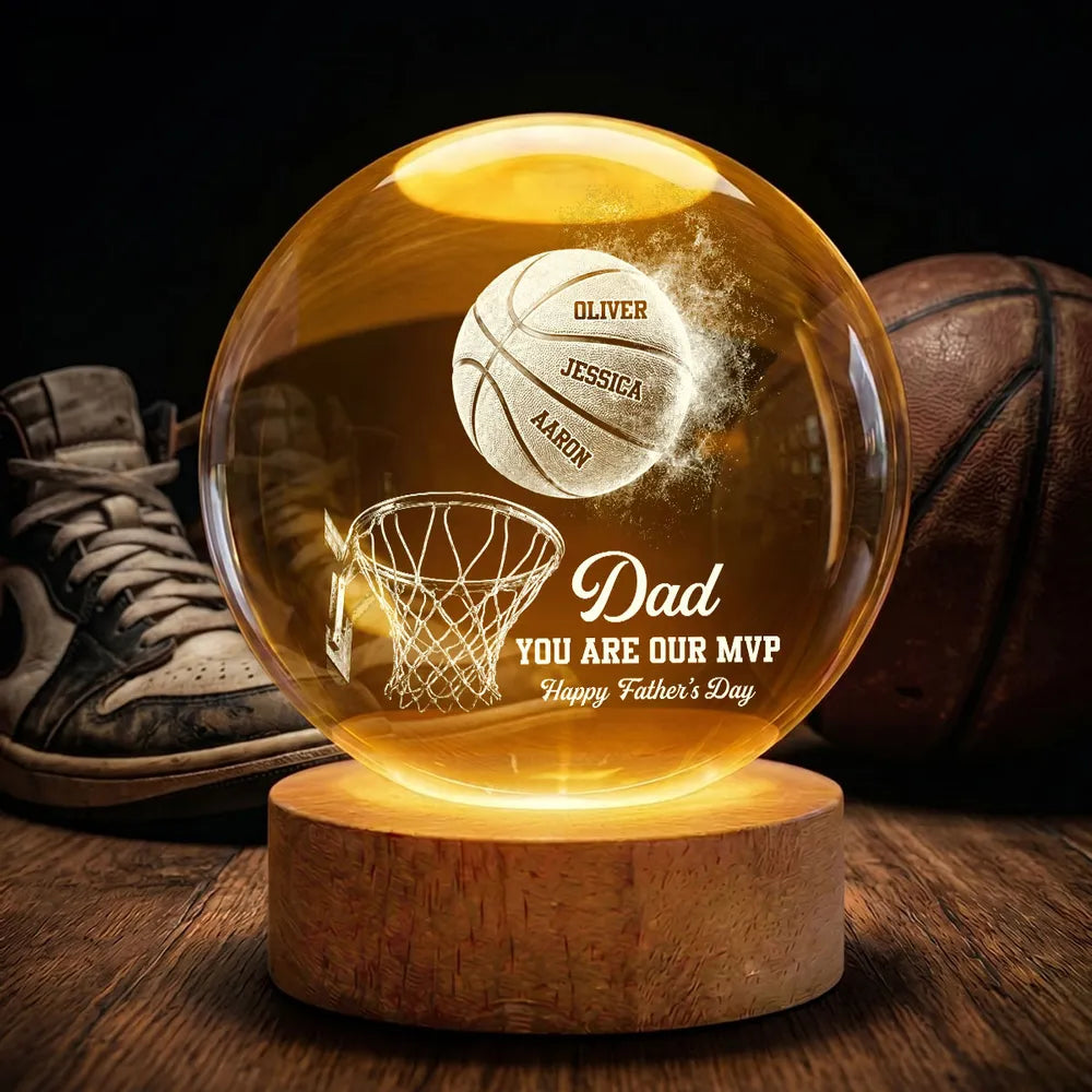 Personalized Basketball Globe Lamp for Dad, You Are Our MVP Father's Day Unique Gift