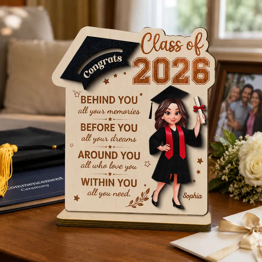 Custom 2-Layer Wooden Plaque With Graduation Cap, Heartfelt Quote Creative Gift For Graduate