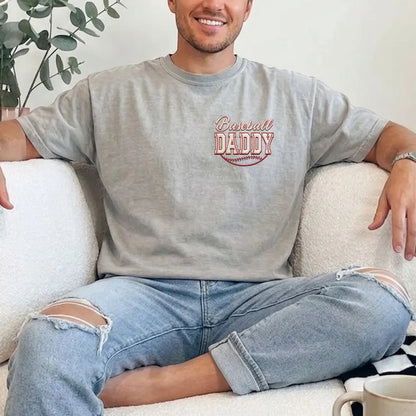 Personalized Dual Print Classic Tee, Baseball Dad Ballpark Design, Unique Gift for Dad
