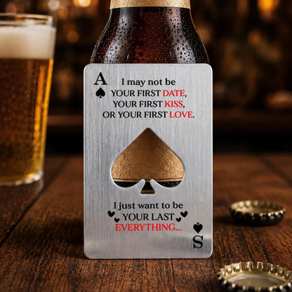 Personalized Ace of Spades Opener with Love Quote, Creative Gift for Couples at Beer Night