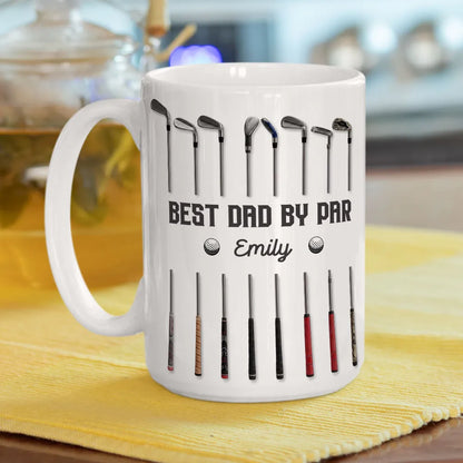 Personalized Ceramic Mug With Golf Club Design, Unique Gift for Dad's Morning Coffee