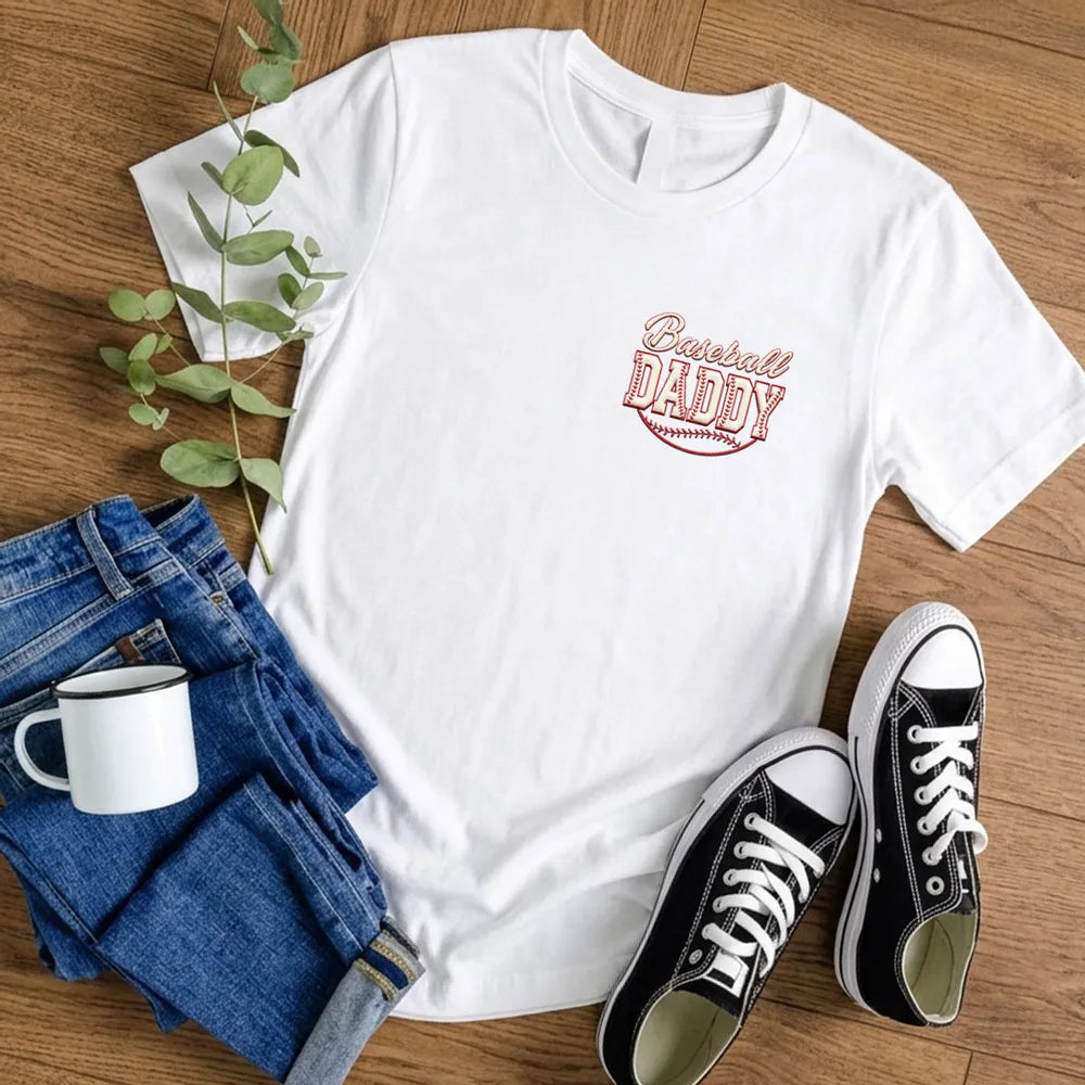 Personalized Dual Print Classic Tee, Baseball Dad Ballpark Design, Unique Gift for Dad