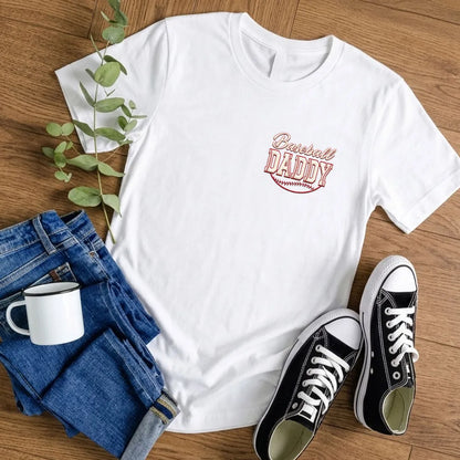Personalized Dual Print Classic Tee, Baseball Dad Ballpark Design, Unique Gift for Dad