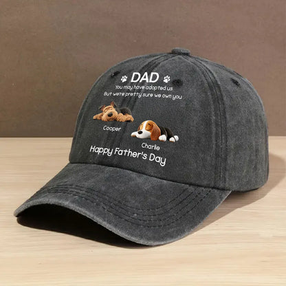 Funny Dog Dad Washed Denim Baseball Cap, Custom Pet Quote for a Creative Gift He'll Wear