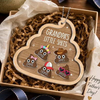 Personalized Acrylic Car Hanger for Grandpa, Funny Little Crew Car Mirror Decor, Unique Father's Day Gift