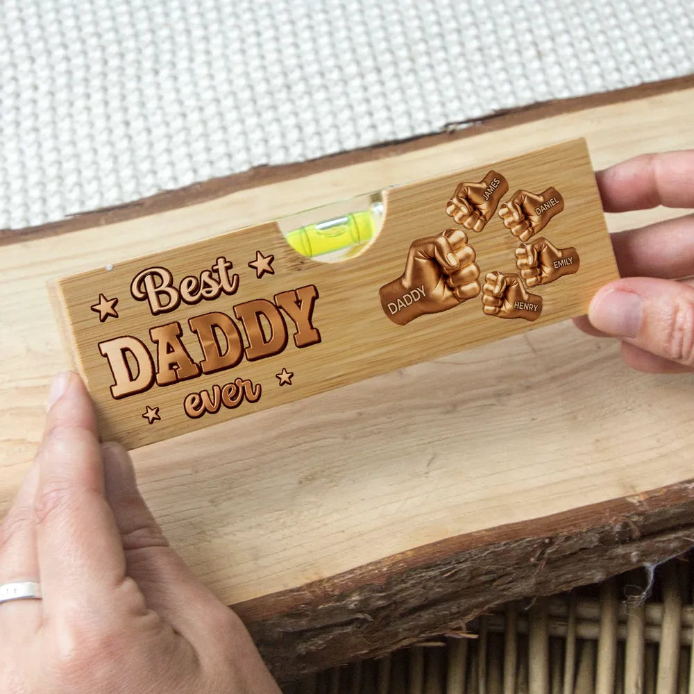 Personalized Wooden Spirit Level Bottle Opener, Best Dad Ever Fist Bump, Unique Gift for Dad