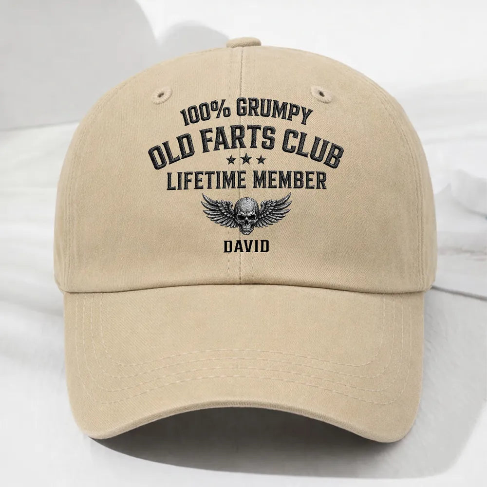 Funny Washed Denim Baseball Cap, Custom Grumpy Lifetime Member, Creati ...