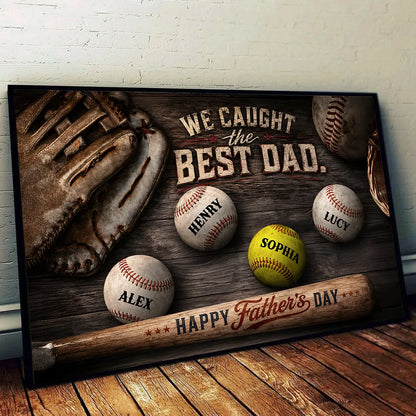Personalized Baseball Dad Poster with Glove & Balls, Unique Father's Day Gift for Dad