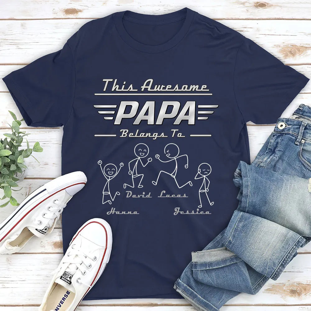 Personalized Classic Tee, This Awesome Dad Belongs To Design, Unique Gift for Dad