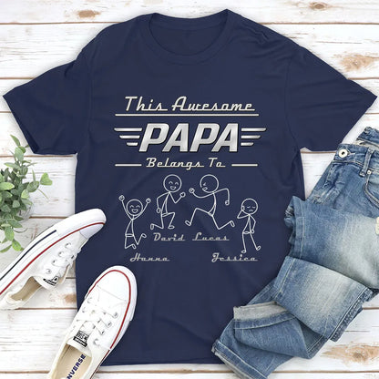 Personalized Classic Tee, This Awesome Dad Belongs To Design, Unique Gift for Dad