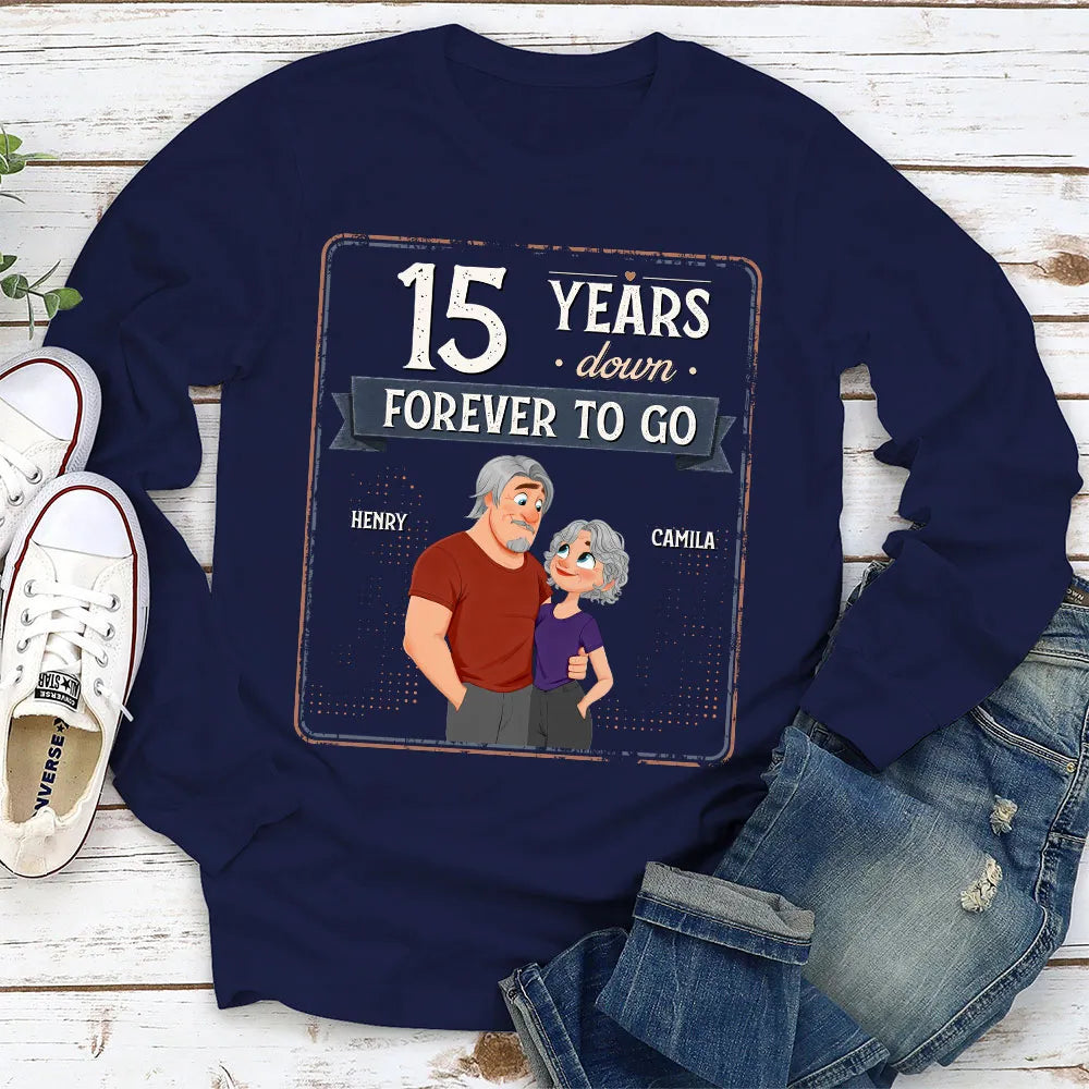 Personalized Classic Tee, Hugging Cartoon Couple Design, Unique Anniversary Gift for Couples