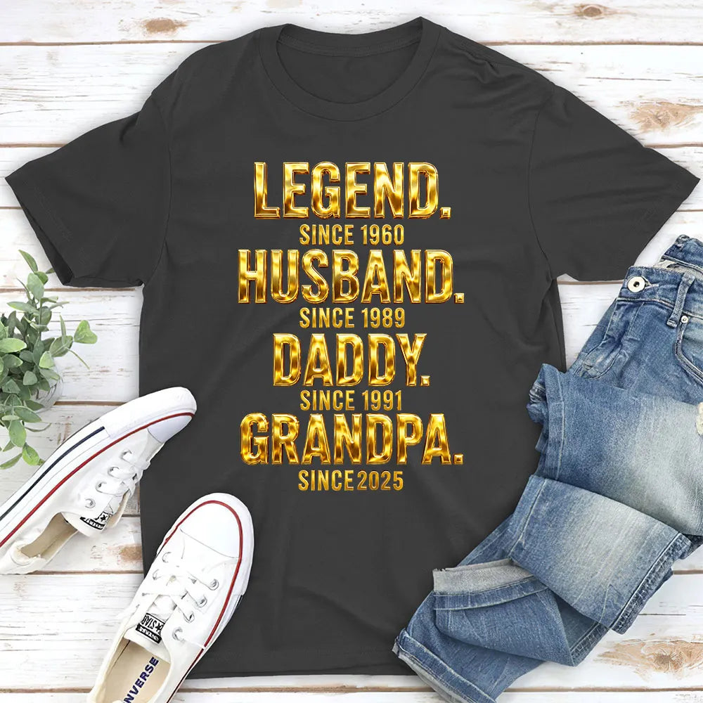Personalized Legend Dad & Grandpa Classic Tee, Bold Gold Style Unique Gift for Husband