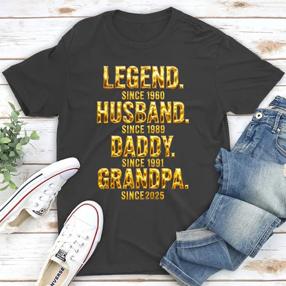 Personalized Legend Dad & Grandpa Classic Tee, Bold Gold Style Unique Gift for Husband