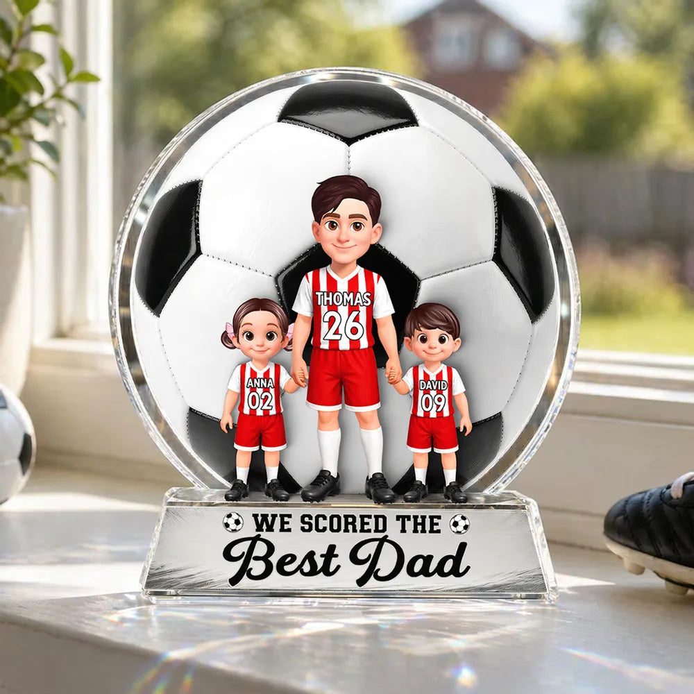 Personalized Shaped Acrylic Block Plaque for Soccer Dad, Unique Custom Field Family Gift He'll Love