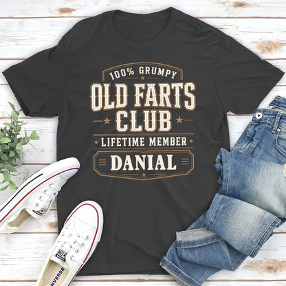 Personalized Classic Tee, Grumpy Old Farts Club Lifetime Member, Unique Gift for Dad or Grandpa