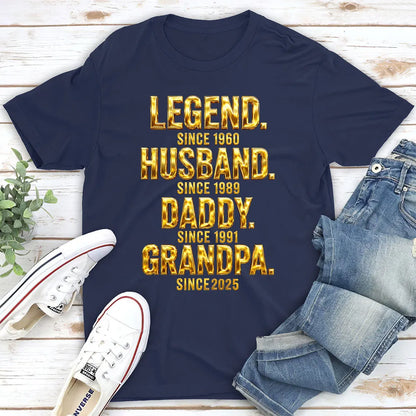 Personalized Legend Dad & Grandpa Classic Tee, Bold Gold Style Unique Gift for Husband