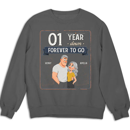 Personalized Classic Tee, Hugging Cartoon Couple Design, Unique Anniversary Gift for Couples