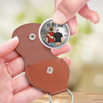 Personalized Pocket Hug for Son, Dad and Son Back View, Unique Creative Gift of Encouragement