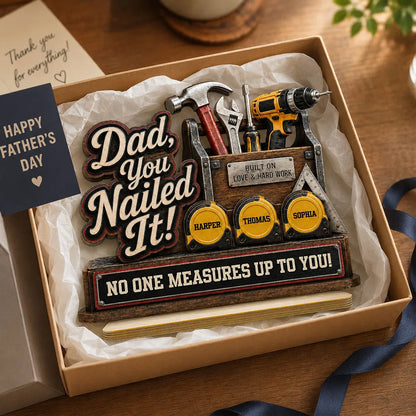Personalized 2-Layer Wooden Plaque for Dad, Toolbox Design Dad You Nailed It Unique Gift