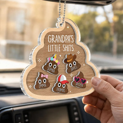 Personalized Acrylic Car Hanger for Grandpa, Funny Little Crew Car Mirror Decor, Unique Father's Day Gift