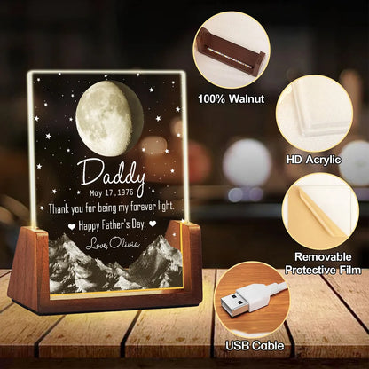 Personalized LED Light Frame With Moonlit Stars - Unique Gift for Dad, Warm Forever Light Keepsake