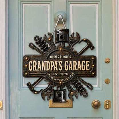 Dad's Garage Wooden Sign with Funny Fix-It Quote, Personalized Creative Gift for Dad's Workshop