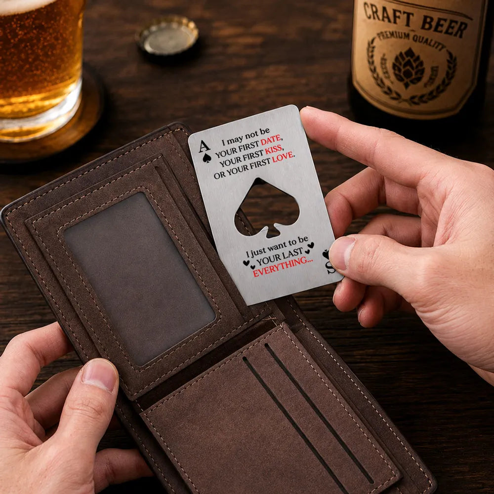 Personalized Ace of Spades Opener with Love Quote, Creative Gift for Couples at Beer Night
