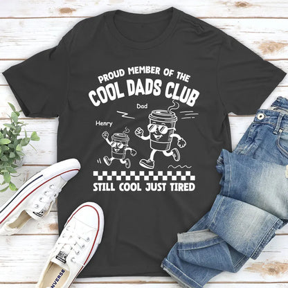 Personalized Classic Tee for Dad, Cool Dads Club Coffee Cartoon, Unique Gift for Proud Tired Dads