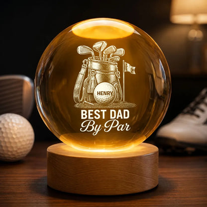 Personalized Golf Dad Globe Lamp, Best Dad By Par Night Light, Unique Father's Day Gift For Dad