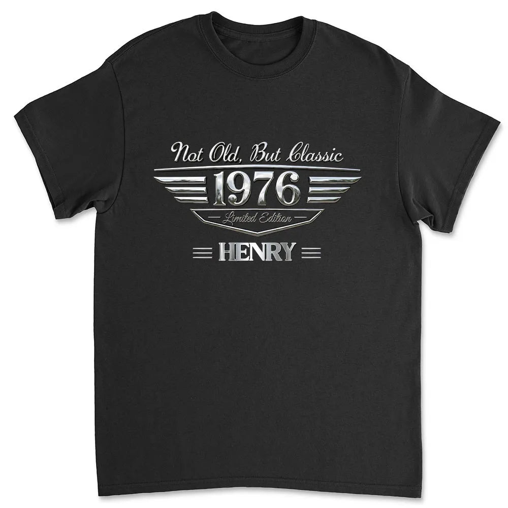 Custom Black Classic Tee with Vintage Limited Edition Look, Creative Gift for Dad or Friend