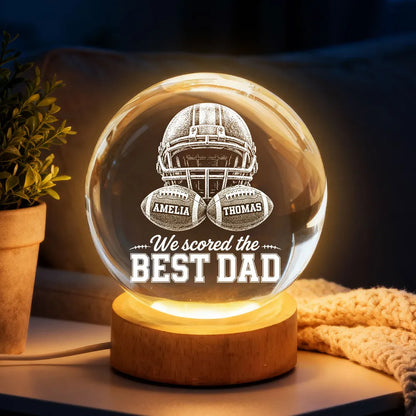 Personalized American Football Globe Lamp for Dad, Unique Father's Day Gift with Warm Game Night Glow