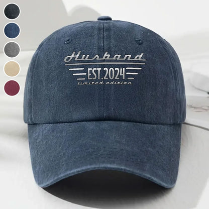Personalized Grandpa Washed Denim Baseball Cap, Vintage Custom Unique Gift for Grandpa