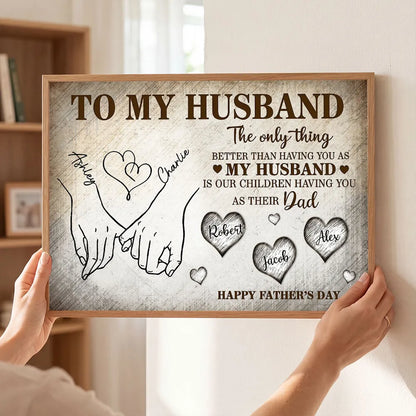 Personalized Husband & Dad Poster, Pinky Promise Hands, Unique Father's Day Gift With Vintage Warmth