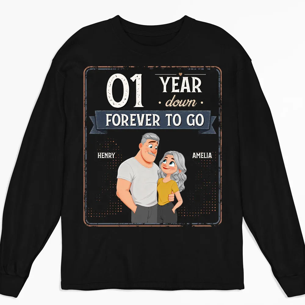Personalized Classic Tee, Hugging Cartoon Couple Design, Unique Anniversary Gift for Couples