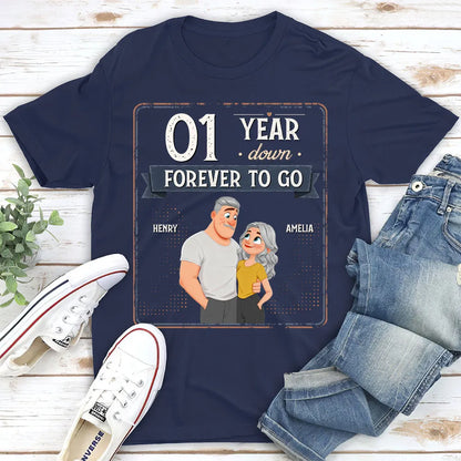 Personalized Classic Tee, Hugging Cartoon Couple Design, Unique Anniversary Gift for Couples