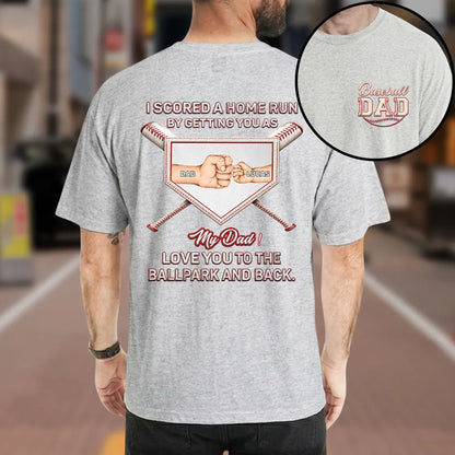 Personalized Dual Print Classic Tee, Baseball Dad Ballpark Design, Unique Gift for Dad