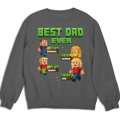 Classic Tee, Custom Pixel Game Dad & Child Graphic, Black Shirt, Unique Creative Gift For Dad